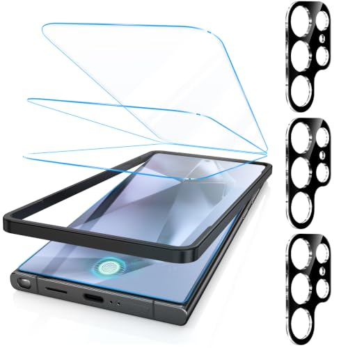 Fotbor [3+3 Pack Anti Blue Light Screen Protector for Samsung Galaxy S24 Ultra with 3 Pack Camera Lens Protector, [Alignment Frame] 9H Hardness, Easy Install, Ultrasonic Fingerprint Compatible - size: Samsung Galaxy S24 Ultra - 6.8 inch