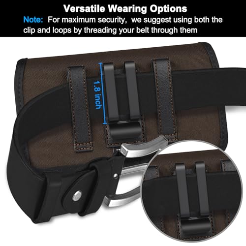 ykooe Rugged Nylon Holster Compatible with iPhone 16/15/14/13/12 Pro Max & Plus,17 Air Models, Galaxy S24/S23/S21/S20 FE Cell Phone Belt Holder for Men, Coffee - XL - color: Coffee, size: XL