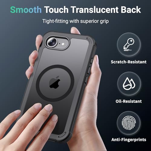jaroco Magnetic for iPhone 17e Case& iPhone 16e Case Black | Compatible with MagSafe,Military Grade Drop Protection,Translucent Matte,Non-Slip,Shockproof 2-Layer Durable Bumper Case - color: Black, size: iPhone 17e/16e