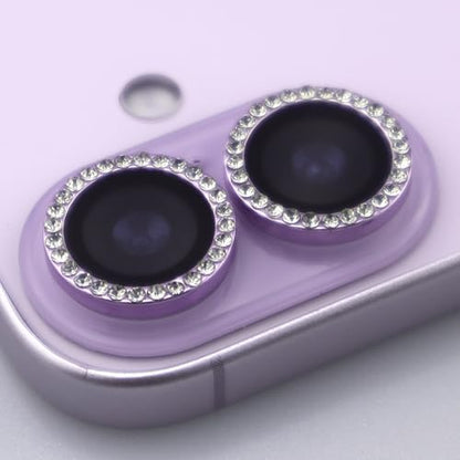 BONVAN for iPhone 17 Camera Lens Protector Bling Glitter Diamond Metal Crystal Tempered Glass Screen Accessories Rhinestones Lens Cover (Light Purple) - color: Light Purple
