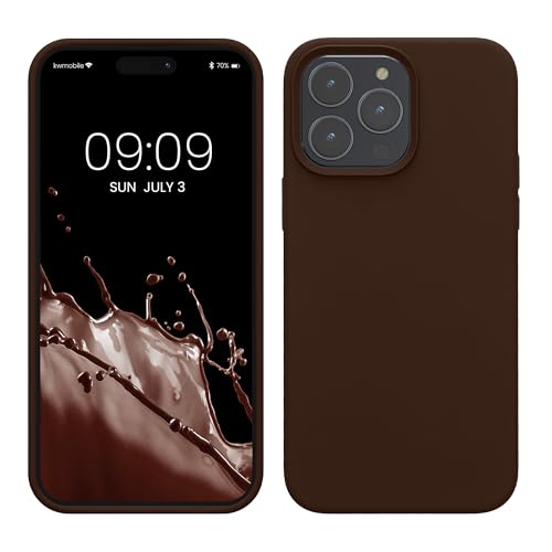 kwmobile Case for iPhone 14 Pro Max Case - Slim Soft TPU Silicone Cover - Works with Wireless Charging - Chocolate - color: Chocolate, size: iPhone 14 Pro Max
