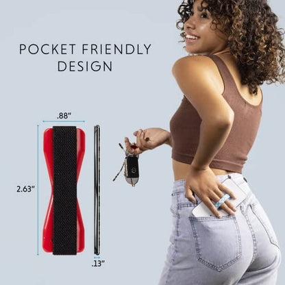 LOVEHANDLE Original Universal Phone Grip - Black Strap, Red Base