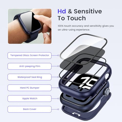 Goton Privacy Waterproof Case for Apple Watch Series 11/10 46mm - color: Blue, size: 46mm