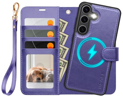 OCASE for Samsung Galaxy S25 Detachable Wallet Case, Purple | 2-in-1, Card Holder, RFID Blocking, Stand, Wrist Strap, Shockproof, Wireless Charging, Magnetic, PU Leather Flip Phone Cover - color: Purple, size: Samsung Galaxy S25