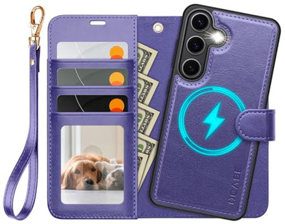 OCASE for Samsung Galaxy S25 Detachable Wallet Case, Purple | 2-in-1, Card Holder, RFID Blocking, Stand, Wrist Strap, Shockproof, Wireless Charging, Magnetic, PU Leather Flip Phone Cover - color: Purple, size: Samsung Galaxy S25