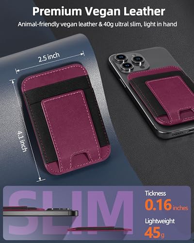 For Magsafe Wallet, 7 Card Holder, RFID Blocking, Strongest Magnet | Magnetic Wallet for iPhone 17/16/15/14/13/12 Series, for iPhone Magsafe Wallets, Vegan Leather, Cherry-new - color: Cherry-New