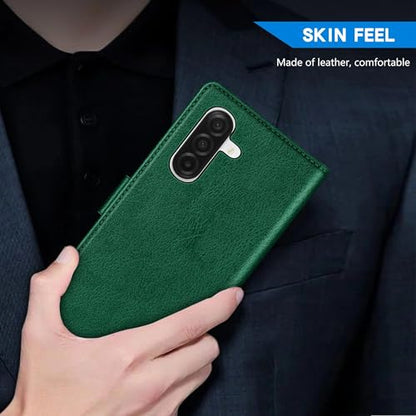 ZZXX for Samsung Galaxy A17 5G Wallet Case with [RFID Blocking] Card Slot Kickstand Magnetic Closure PU Leather Flip Fold Protective Phone Case for Samsung Galaxy A17(Green-6.7 inch) - color: Green
