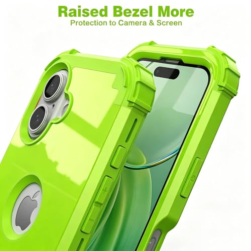 IDweel for iPhone 16 Case with Screen Protector,Luxury 3 in 1 Shockproof Slim Fit Hybrid Heavy Duty Hard PC Cover Soft Silicone Bumper Full Body Anti-Fingerprint Case,Glitter Grass Green - color: Glitter Grass Green