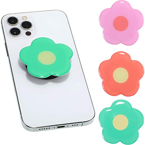 Weewooday 3 Pcs Phone Grip Holder Daisy Flower Collapsible Finger Phone Expand Holder Self Adhesive Cute 2D Grip Multi Functional Foldable Stand for Smartphone Cellphone Tablet Accessory, 3 Colors