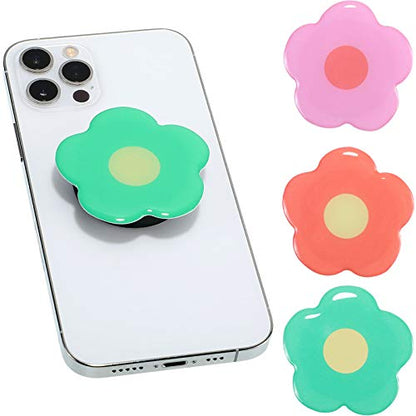 Weewooday 3 Pcs Phone Grip Holder Daisy Flower Collapsible Finger Phone Expand Holder Self Adhesive Cute 2D Grip Multi Functional Foldable Stand for Smartphone Cellphone Tablet Accessory, 3 Colors