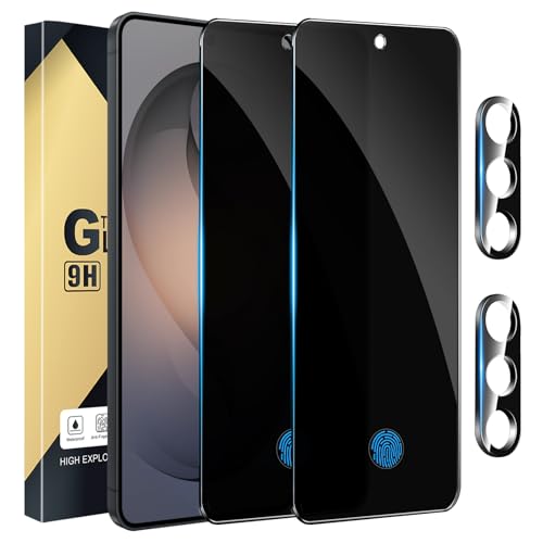 2 Pack Privacy Screen Protector Compatible with Galaxy S26 Plus 5G - Tempered Film [Fingerprint Unlock Support] - Camera Lens Protectors - Installation Frame - High Clarity - Anti-Spy Protection