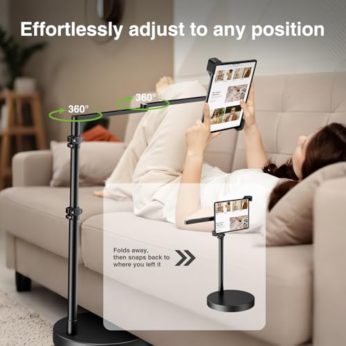 elitehood Diagonal Design iPad Floor Stand for Bed with Heavy Duty Base - style: Corner-Clamp Tablet Holder