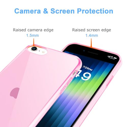 JJGoo Compatible with iPhone SE Case 2022/2020, Compatible with iPhone 7 8 Case Clear Soft Transparent Shockproof Protective Slim Thin Bumper Phone Cover, Pink - color: Pink