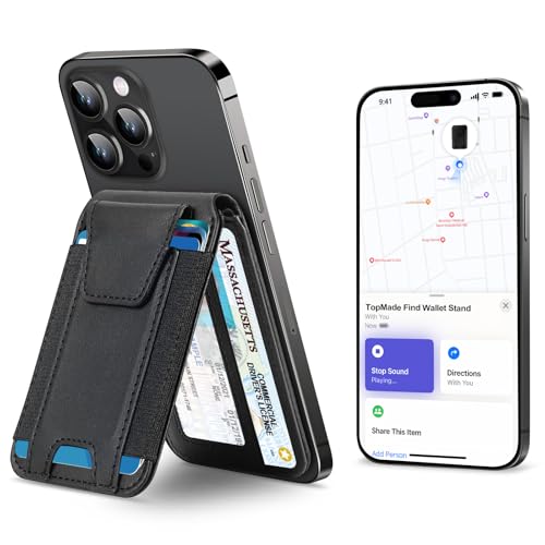for MagSafe Wallet Works with Apple Find My, Strongest Magnetic Wallet - color: Black