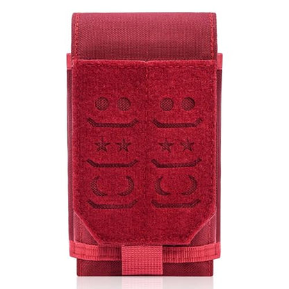 Molle Dual Cell Phone Pouch, Heavy Duty Waterproof Samll Tactical Dual Cell Phone Holder with US Flag Patch for 4.7"-6.7" (Dual RED) - color: DUAL RED