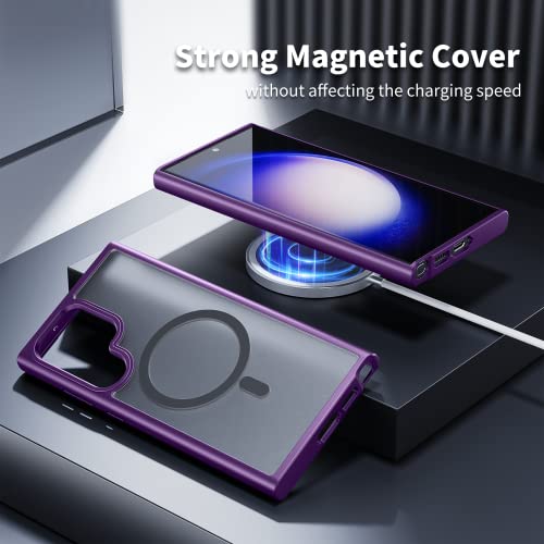 ANNGELAS for Samsung Galaxy S23 Ultra Mag Safe Case,Slim Shockproof Protective Cover with Magnetic,Frosted Hard Back Soft Silicone TPU Bumper Phone Case Compatible Galaxy S23 Ultra 6.8inch,Purple - color: Matte Purple