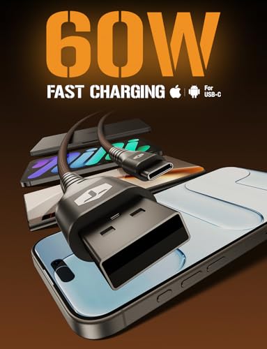 ToughTested 8ft USB to USB-C Cable, Braided 3A Fast Charging