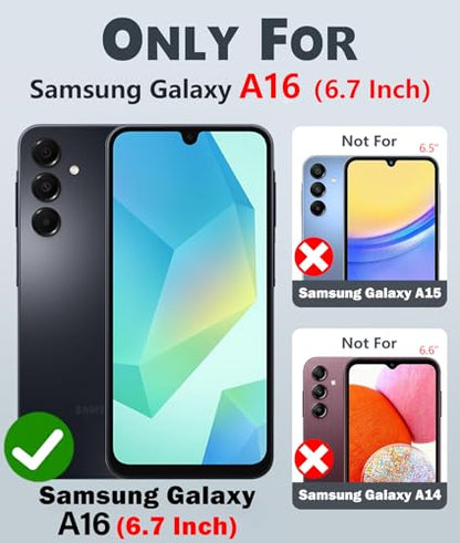 for Samsung Galaxy A16 5G Case with 2X Screen Protector, Magnetic Military Grade Shockproof Case Translucent Back Slim Rugged Bumper Cover for Galaxy A16 5G Phone Case-6.7 inch, Black - color: Black