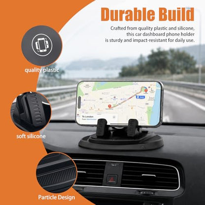 2026 Upgraded Car Phone Holder 360 Degree Rotation,Adjustable Cell Phone Car Mount for Phones Securing,Universal Anti-Slip Cars Dash Phones Holder for Most Cellphones - color: Upgraded Black