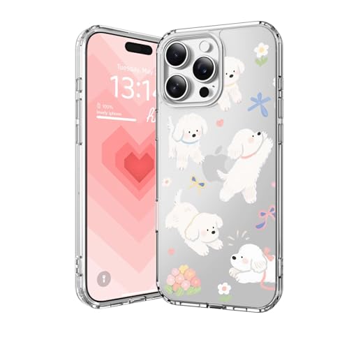 IAIYOXI Clear Case for iPhone 16, [Crystal Clear Military-Grade Drop Protection], Non-Yellowing, Slim Lightweight Transparent TPU Bumper Phone Case Cover Design - Cute Puppy - color: Cute Puppy, size: iPhone 16