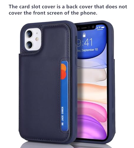 iCoverCase Compatible with iPhone 11 Case with Card Holder, Wallet Phone Case for Women Men RFID Blocking PU Leather Protective Case 6.1 Inch (Dark Blue) - color: Dark Blue