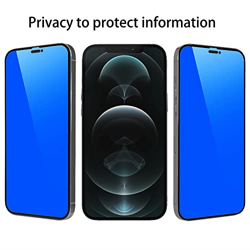 2 Piece Privacy Tempered Glass for iPhone 12 Pro Max 6.7 inch Anti-blue Anti-Spy Screen Protector Mirror Blue - size: for iPhone 12 Pro Max