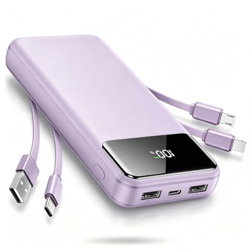 Portable Charger, 40000mAh Power Bank with Built in Cables