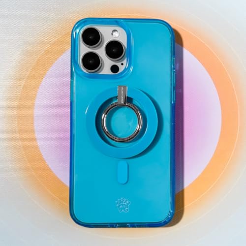 VELVET CAVIAR Compatible with MagSafe Phone Grip - Magnetic Ring Holder with Adjustable Stand - Removable MagSafe Accessories for iPhone 16, 15, 14, 13, 12 (Neon Blue) - color: Neon Blue