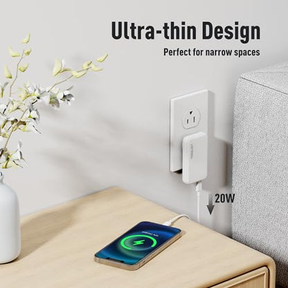 Ultra-Thin 20W USB-C PD Fast Portable Charger, 2-Port Wall Charger, Dual Port PD 3.0& QC 3.0 Compatible for iPhone 15 &15 Pro, 14&14Pro, 13/ 13Pro/ 12/12Pro/ Pixel 8& 8 Pro - style: 20W-Ultra Thin