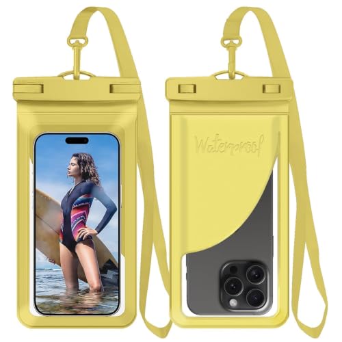 Waterproof Phone Pouch for iPhone 17 16 15 Pro Max IPX8 Yellow-8.3 | Card Pocket, Lightweight, Large Cellphone Dry Bag, IPX8 Rated, Beach Essential, Cruise Ship, 1 Pack, 8.3 inch - color: A1-Yellow- 1 pack