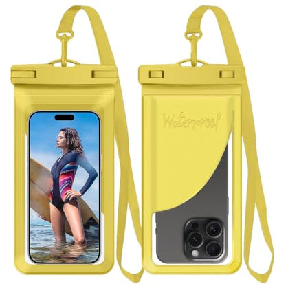 Waterproof Phone Pouch for iPhone 17 16 15 Pro Max IPX8 Yellow-8.3 | Card Pocket, Lightweight, Large Cellphone Dry Bag, IPX8 Rated, Beach Essential, Cruise Ship, 1 Pack, 8.3 inch - color: A1-Yellow- 1 pack