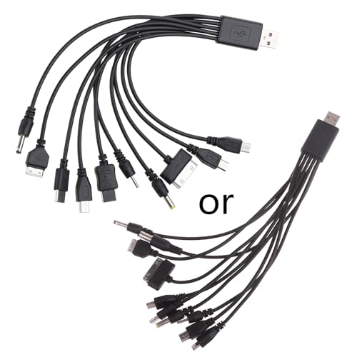 10 in 1 USB Multi USB Cables 20CM/7.87in for Mobile Phones, Speakers, Headphones & Older Mobile Phones