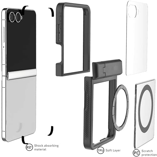 Ghostek Covert Clear Flip 7 Case with Built-in Kickstand, MagSafe and Full Hinge Protection Designed for 2025 Samsung Galaxy Z Flip7 (6.9") (Smoke Matte) - color: Smoke Matte, size: Galaxy Z Flip 7