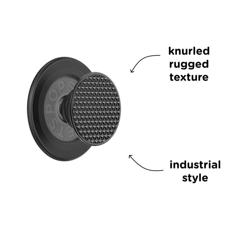 PopSockets Phone Grip for MagSafe, Magnetic Holder, Phone Stand, Black - Alum Triangle Knurled Black - color: Black Knurl, style: MagSafe