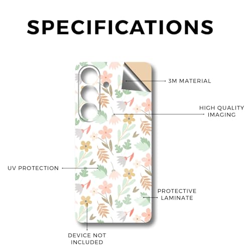 Glossy Glitter Phone Skin Compatible with Samsung Galaxy S26 - Neutral Flowers - Premium 3M Vinyl Protective Wrap Decal Cover - Easy to Apply | Crafted in the USA by MightySkins - color: Neutral Flowers, size: Galaxy S26 (Back Wrap), style: Glossy Glitter
