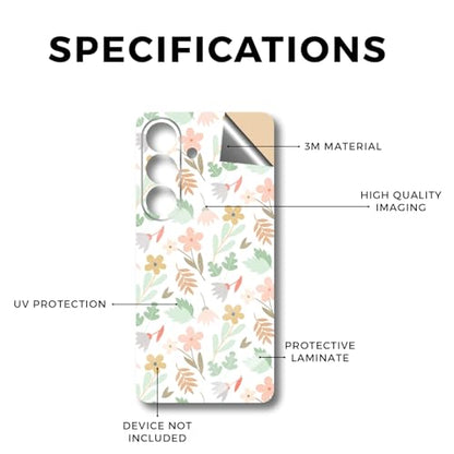 Glossy Glitter Phone Skin Compatible with Samsung Galaxy S26 - Neutral Flowers - Premium 3M Vinyl Protective Wrap Decal Cover - Easy to Apply | Crafted in the USA by MightySkins - color: Neutral Flowers, size: Galaxy S26 (Back Wrap), style: Glossy Glitter