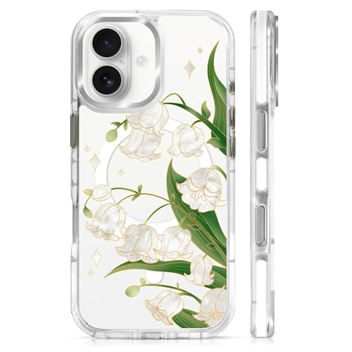 Clear Magnetic Case for iPhone 17, Slim Anti-Yellow Transparent Cover, Military Grade Protection, Phone Cases for iPhone 17, Lily of The Valley - color: A-Lily of the Valley, size: Iphone 17
