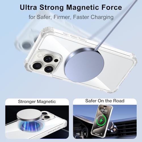 Clear Case for iPhone 15 Pro with Magnetic 360 Rotatable Ring Stand | Military Grade Heavy Duty Cover with 360 Rotatable Ring Kickstand -260417 - color: Clear, size: iPhone 15 Pro