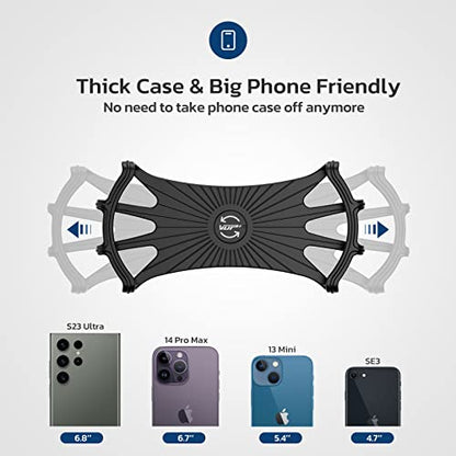 VUP Bike Phone Mount, Universal Bike Cell Phone Holder, 360° Rotatable, Silicone Bicycle Phone Mount Compatible with iPhone 15/14/13/Pro Max/Pro/mini/12/11/Xs/Max/Xr/X/7/8/Plus, 4.0''~6.7'' Cellphones
