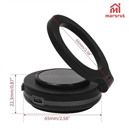 Magnetic Grip Pro 360° Stand, Vacuum Car Cell Phone Mount Holder with Suction Cup, Rotatable, Double-sided Adsorption Adjustable Powerful Strong Magnet, Foldable Portable Electric Mobile Holder, Black