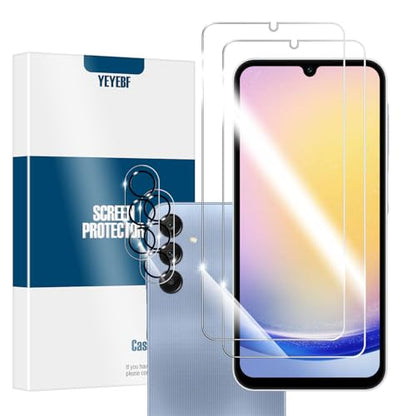 Galaxy A25 HD Clear Tempered Glass Screen Protector + Camera Lens Protectors, [2+2 Pack] [3D Glass] [Anti-Glare] [Bubble-Free] Screen Protector Glass For Samsung Galaxy A25 - size: Galaxy A25