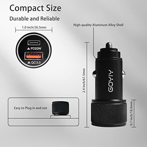 USB C Car Charger, 38W 2-Port PD3.0&QC3.0 Metal Fast Car Charger with 3.3ft 60W Braided USB C Cable Fast Charging for iPhone 15 Pro Max Plus Samsung Galaxy S23 iPad Pro, Black