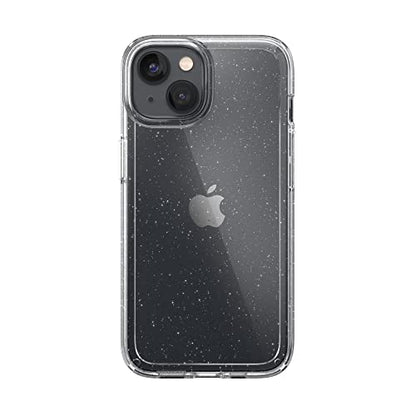 Speck Clear iPhone 14 & iPhone 13 Case - Drop Protection, Scratch Resistant & Anti-Yellowing Dual Layer Case for iPhone 14 & iPhone 13 Case for 6.1 inch Model - Clear with Platinum Glitter GemShell - color: Clear/Clear W/Platinum Glitter