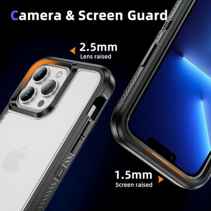 for iPhone 13 Pro Max Case, Shockproof Dustproof Drop Proof, Military-Grade Dual Guard Protection, Black/Clear - color: Black/Clear, size: iPhone 13 PRO MAX