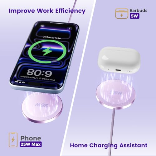 MagSafe 25W Wireless Charger for Apple Magnetic Fast Charging Pad - color: Light Violet