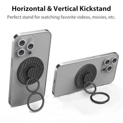 Magnetic Phone Grip Compatible with MagSafe, Magnetic Phone Ring Holder Finger Kickstand Wireless Charging Compatible, Double Cell Phone Rings Gripper Stand for MagSafe iPhone - Black Weave - color: Black Weave