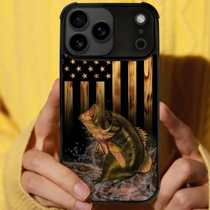 DJSOK Case for iPhone 17 Pro Max,Compatible with MagSafe,Anti-Scratch Shockproof Case,Wood American Flag Fish - color: Wood American Flag Fish, size: IPhone 17 Pro Max