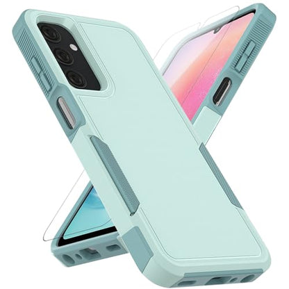 for Samsung Galaxy A25 5G Case: Dual Layer Protective Heavy Duty Cell Phone Cover Shockproof Rugged with HD Screen Protector - Military Protection Bumper Tough - Samsung Galaxy A25 5G 2024, Green - color: Mint Green (PC) + Mint Green (TPU)