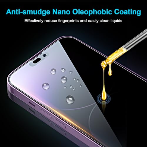 2 Pieces Privacy Screen Protector for iPhone 14 Pro 6.1 Inches, Anti Spy Tempered Glass with Installation Tools, 9H Hardness, Compatible with Cover - size: iPhone 14 Pro