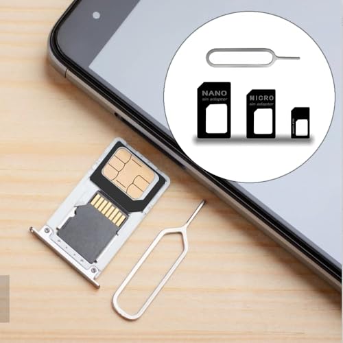 3 in 1 Nano SIM Card Adapter, SIM Card Adapter Kit, Sim Adapter Set Sim Card Adapter with SIM Ejector Pin Compatible with Mobile Phone